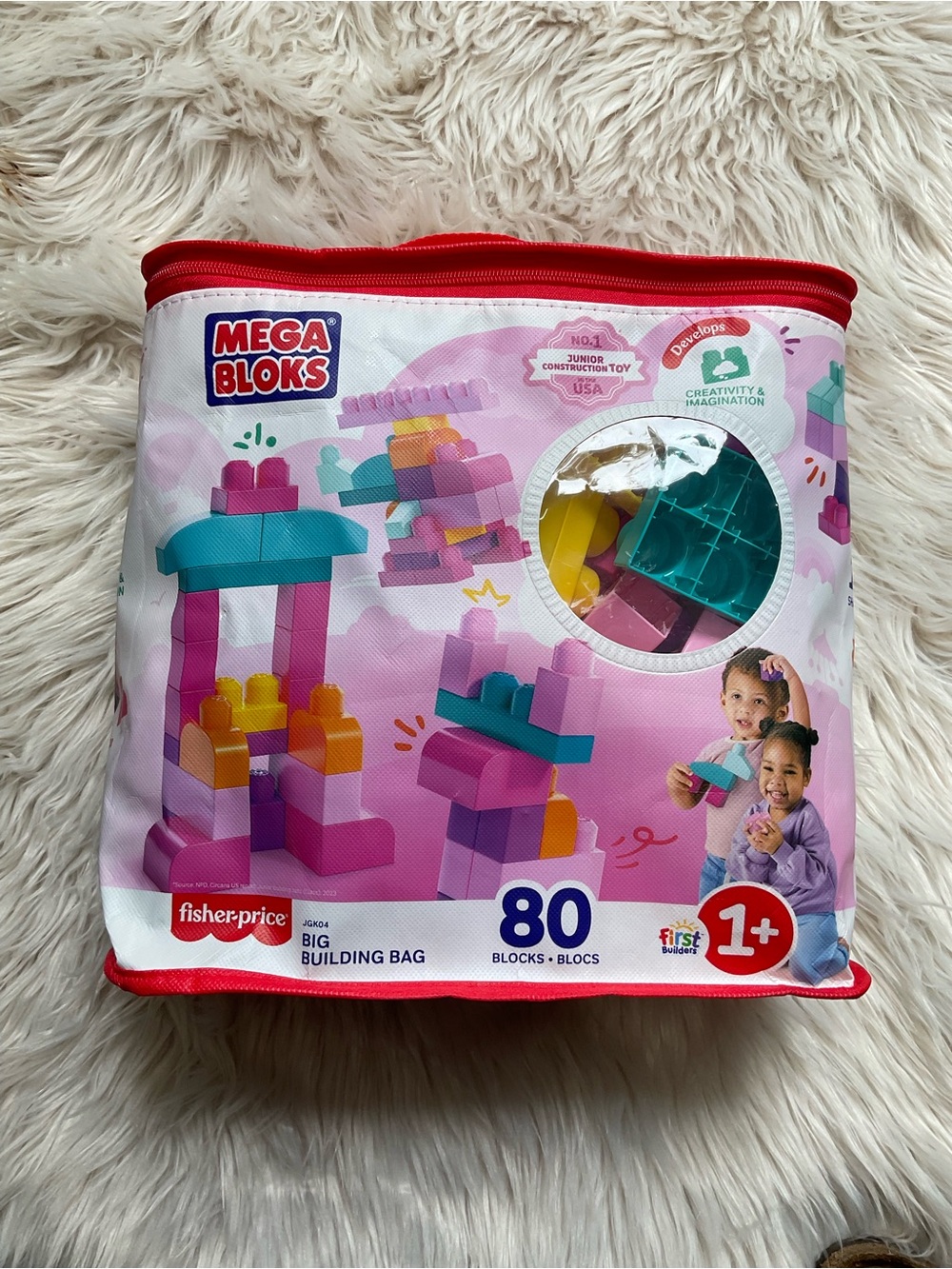 Mega Bloks Fisher-Price 80-Piece Pink & Teal Building Blocks Set